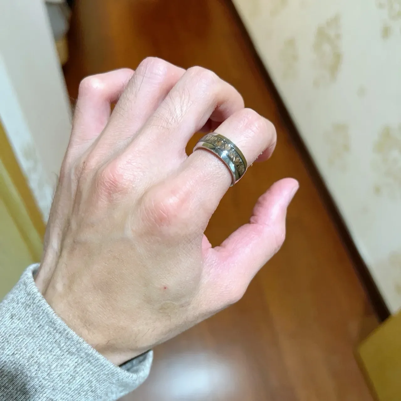 Bvlgari Silver Brown Wide Band Polished Metal Ring 8