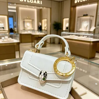 Bvlgari सफेद सोना संरचित मिनी चमड़े का बैग