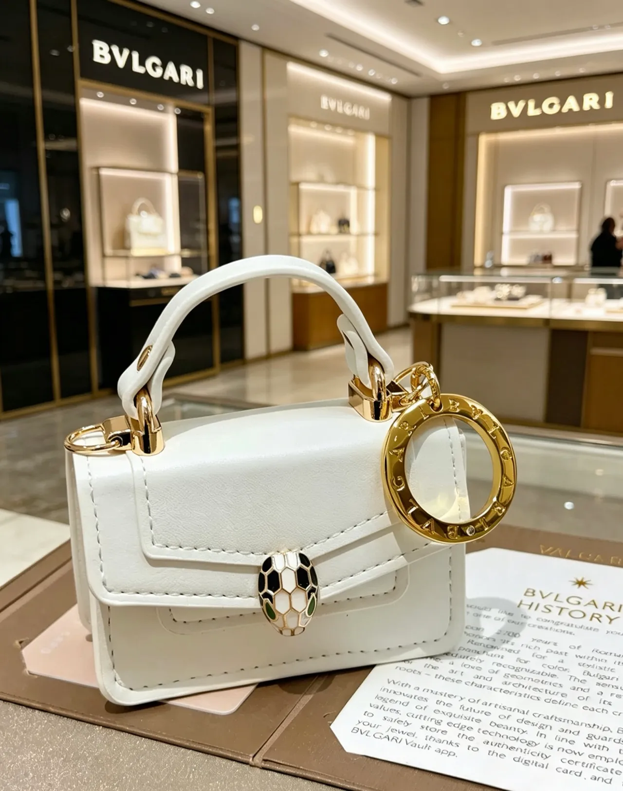 Bvlgari White Gold Structured Mini Leather Handbag 2