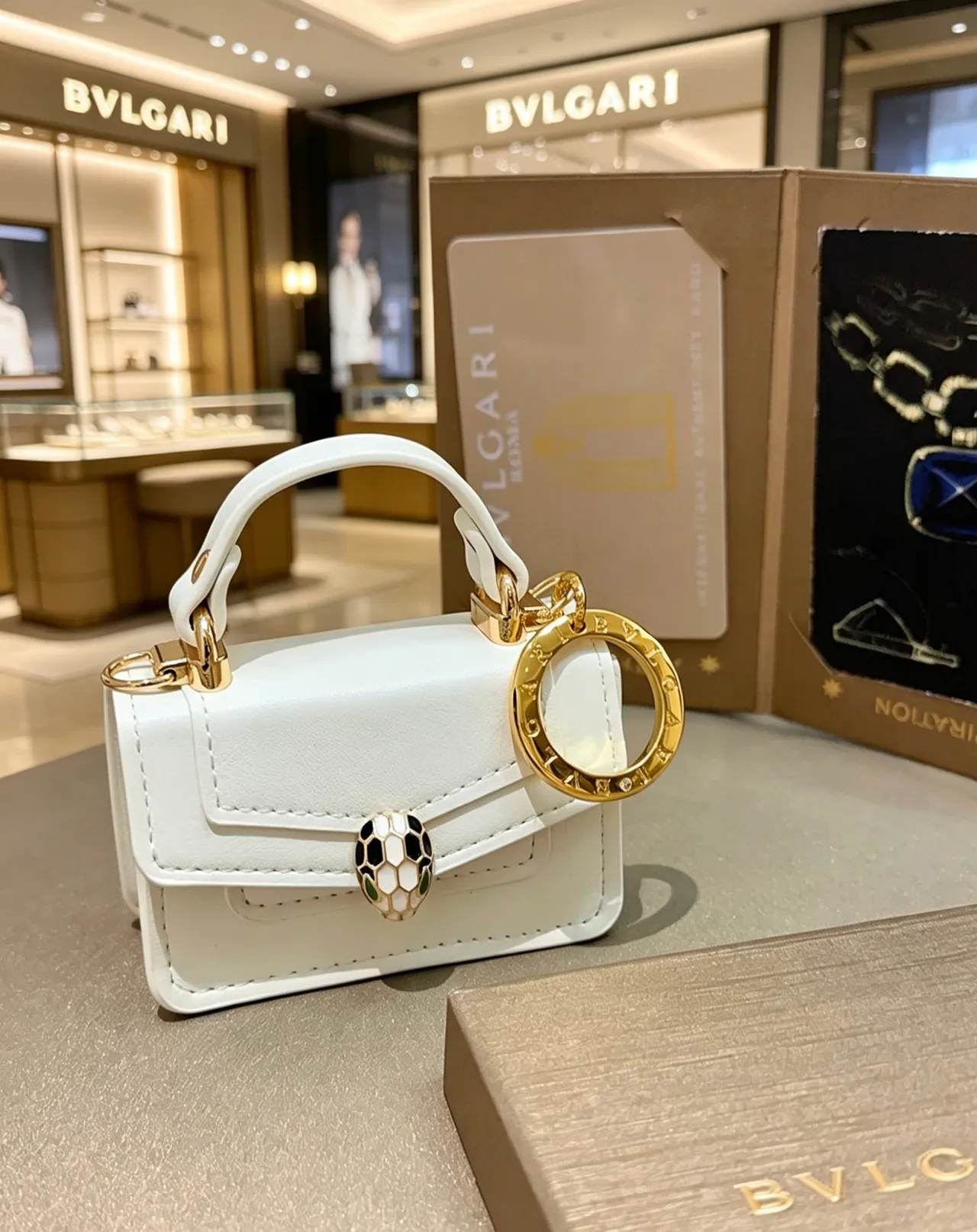 Bvlgari White Gold Structured Mini Leather Handbag 3