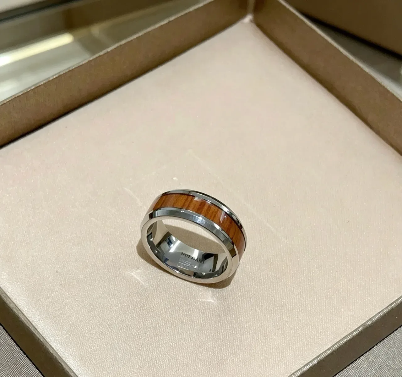 Bvlgari Wood Inlay Wide Band Ring 2