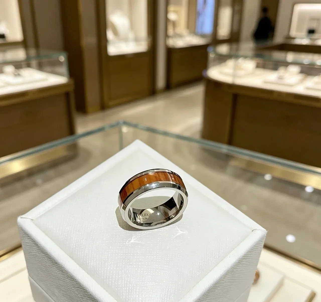 Bvlgari Wood Inlay Wide Band Ring 7