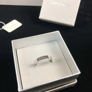 Calvin Klein ck Ring Silver White Minimalist Engraved Band Ring