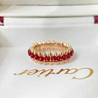 Cartier Clash de Cartier مسامير كاملة خرز أحمر وخاتم ذهب وردي