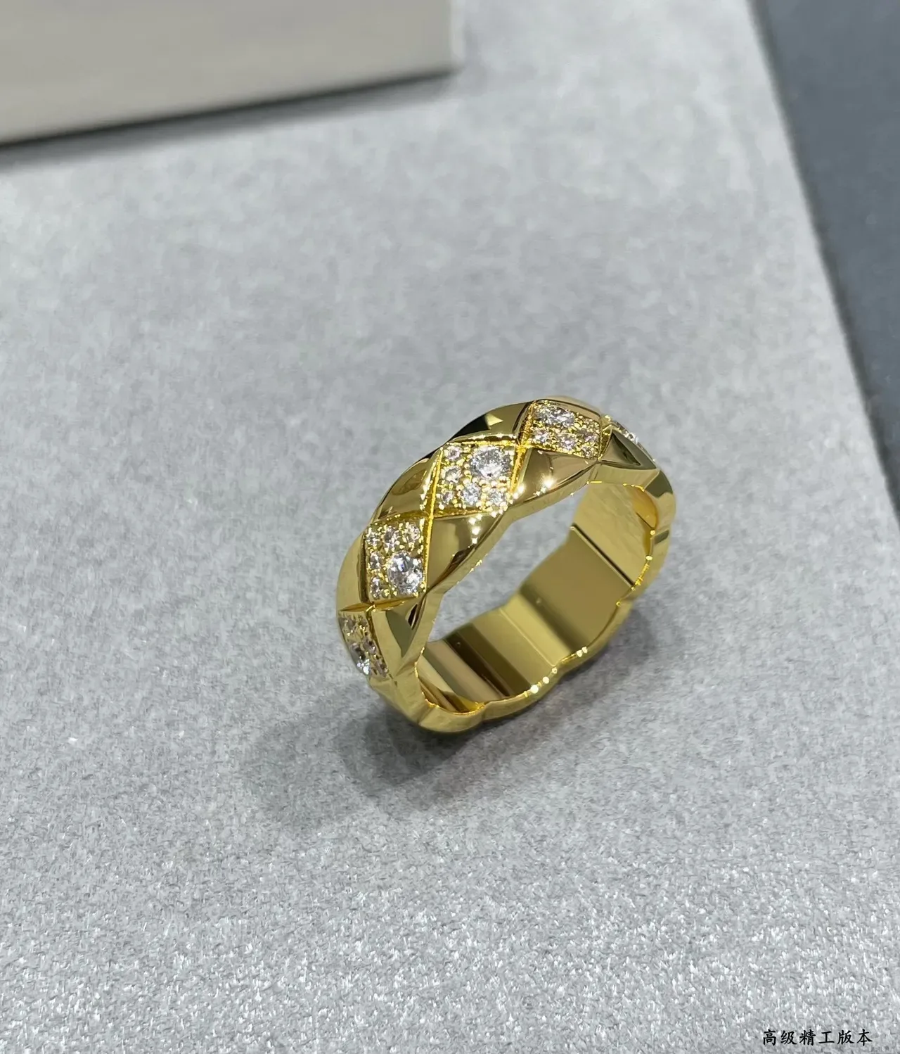 Cartier Juste un Clou 黄金黑色交织晶格镶嵌钻石戒指 7