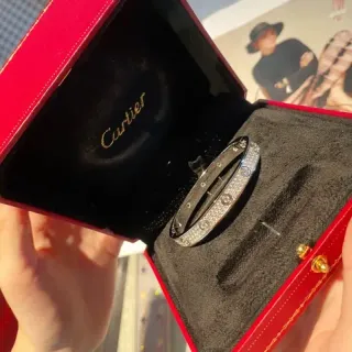 Cartier Love Bracelet Pavé-Set Screw Motif Silver Tone Bracelet