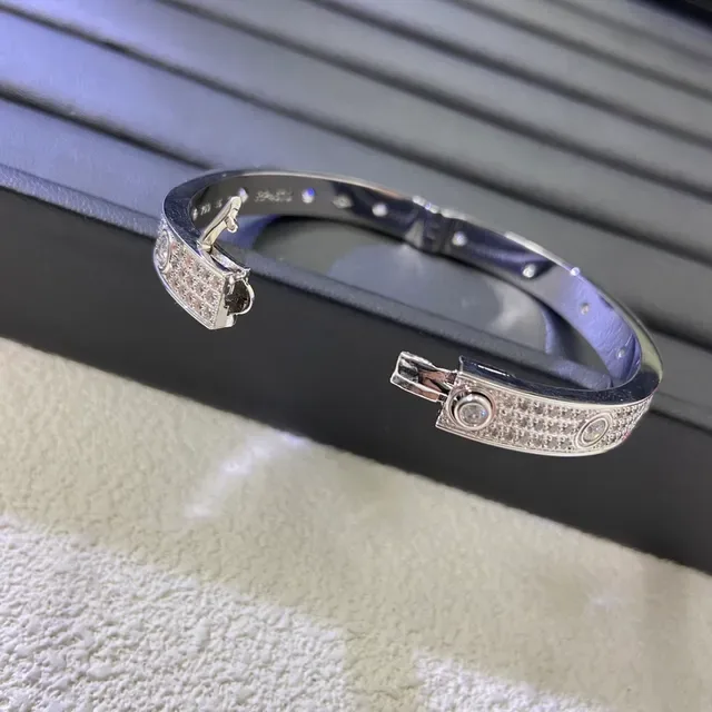 Bracelete Cartier Love Ouro Prata Pavé-Set Screw-Motif 4