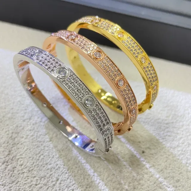 Bracelete Cartier Love Ouro Prata Pavé-Set Screw-Motif 5