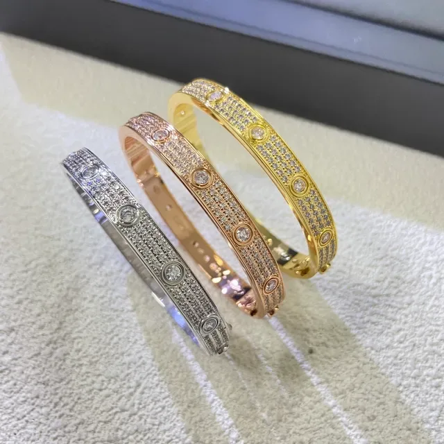 Bracelete Cartier Love Ouro Prata Pavé-Set Screw-Motif 6
