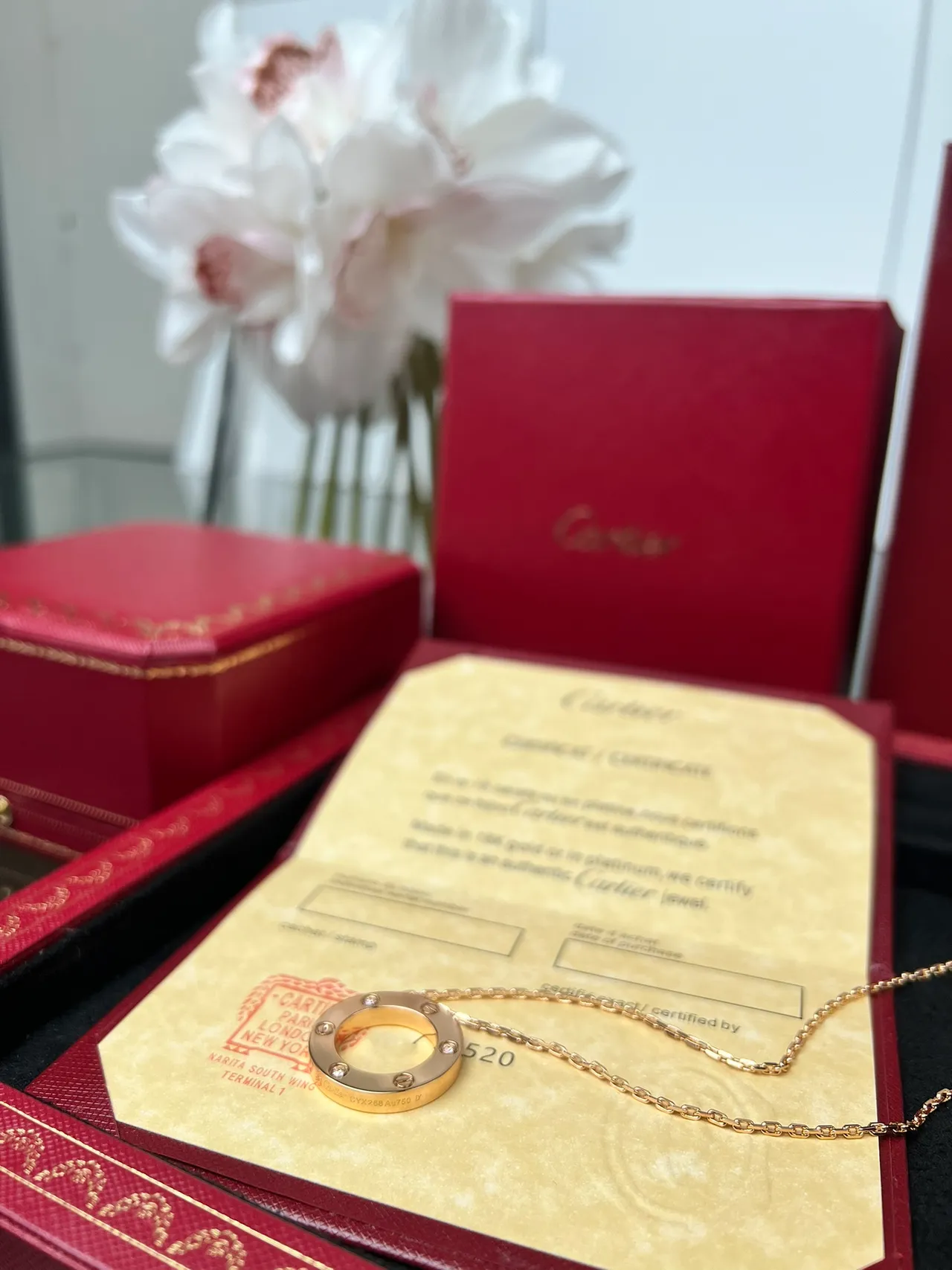 Cartier Love Dije de círculo abierto en oro y blanco con detalle de motivo de tornillo collar 6