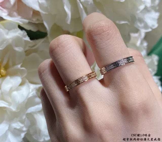 Cartier Love Ultra-Narrow Two-Row Pavé Diamond Ring 9