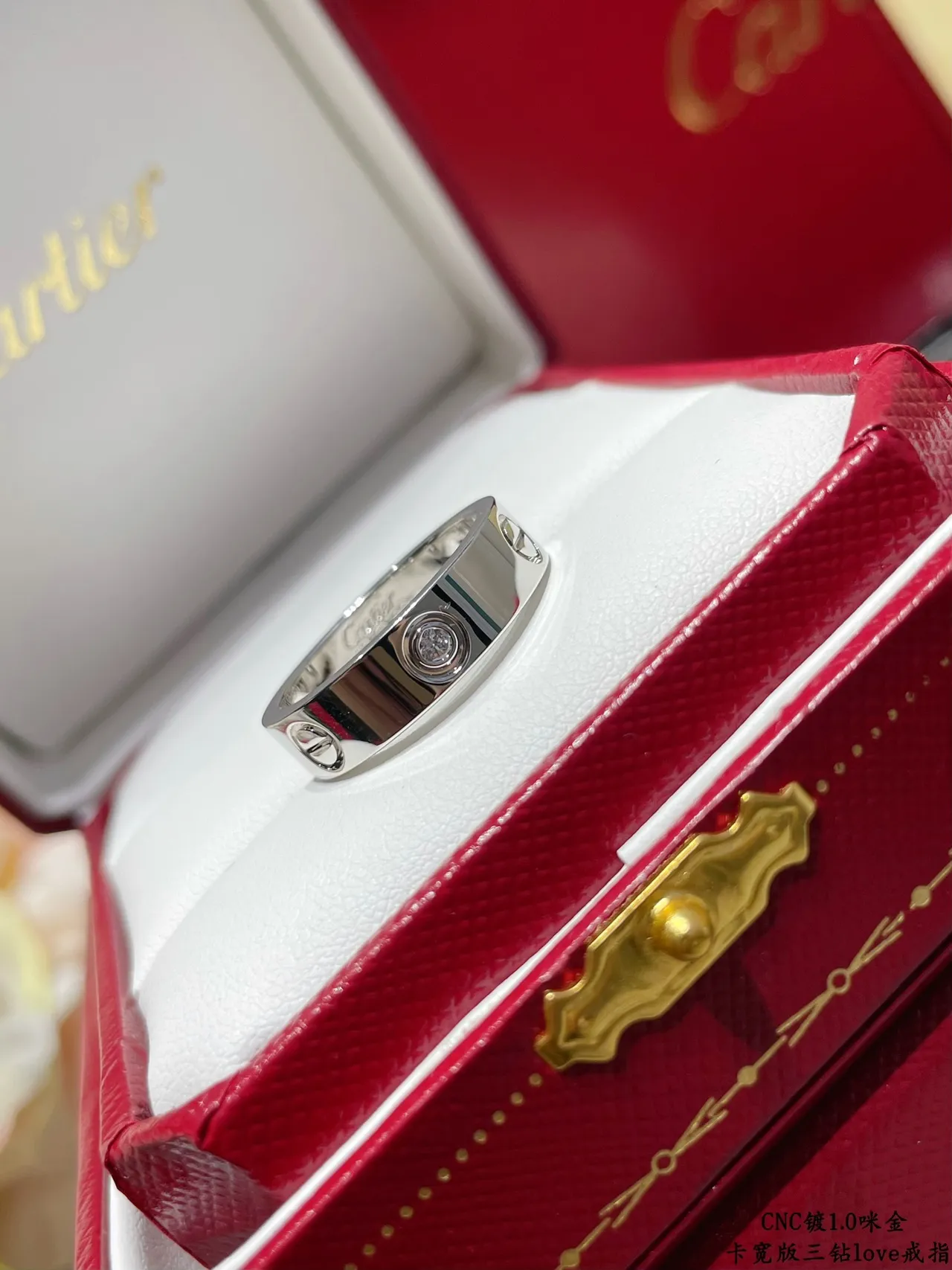 Cartier Love Wide Band Three-Diamond Ring 2