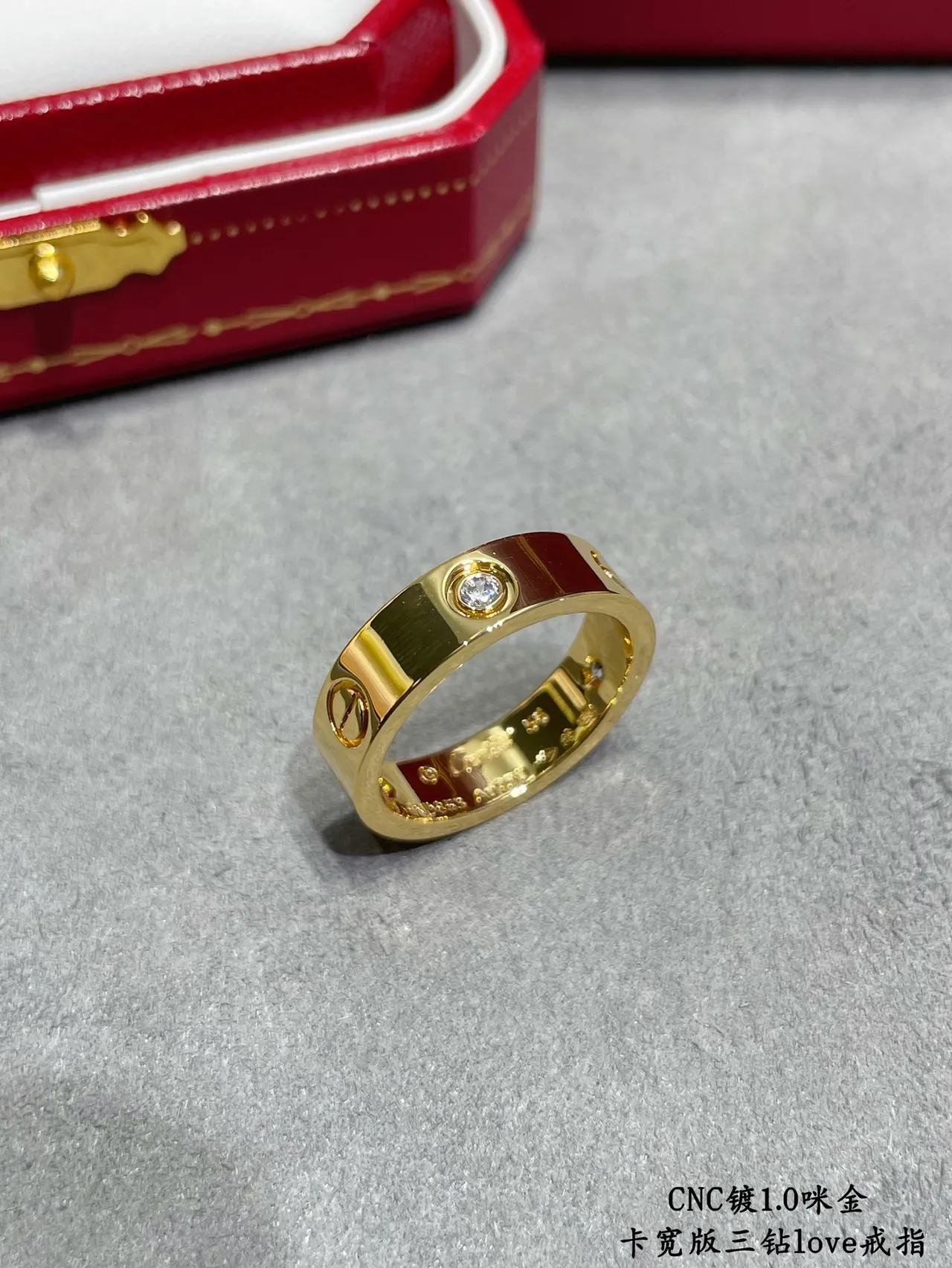 Cartier Love Wide Band Three-Diamond Ring 5