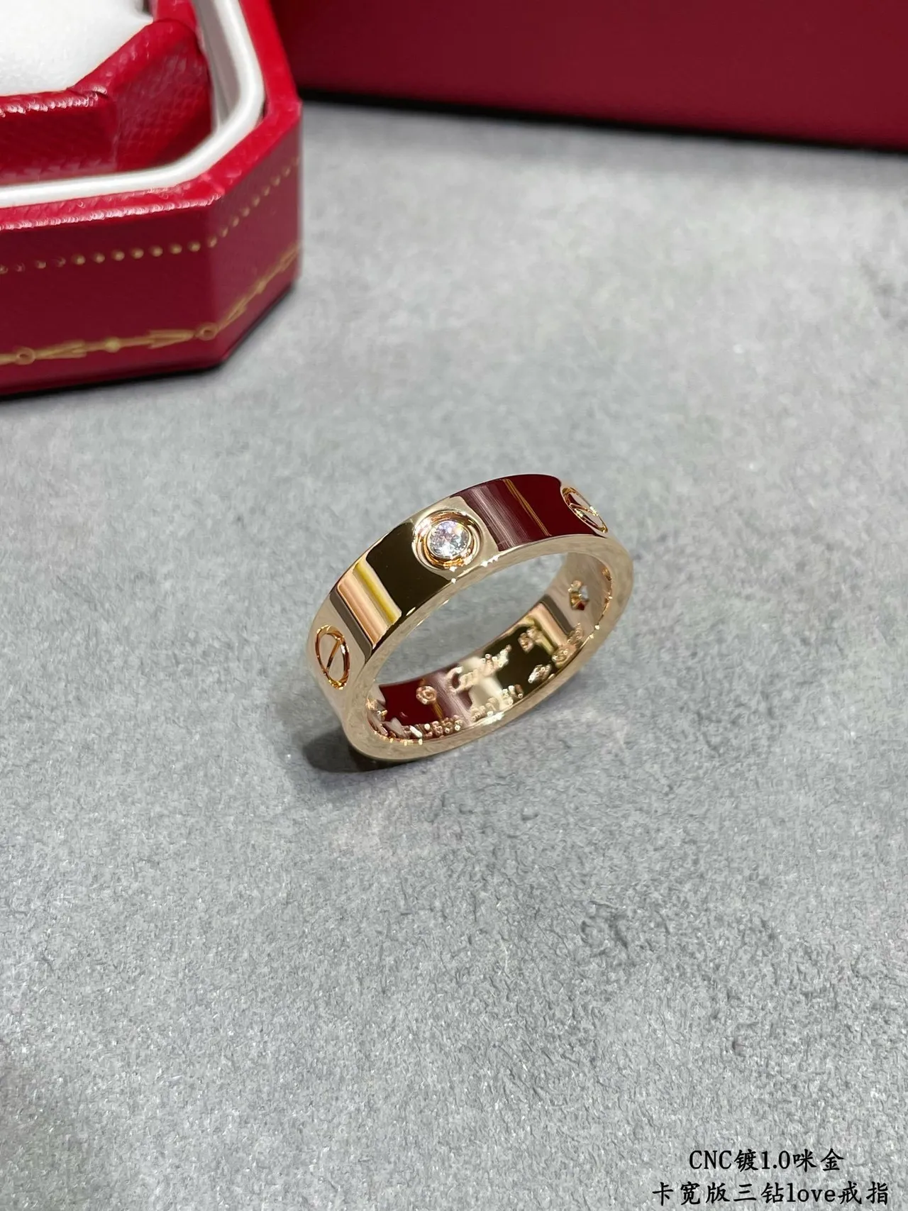 Cartier Love Wide Band Three-Diamond Ring 6