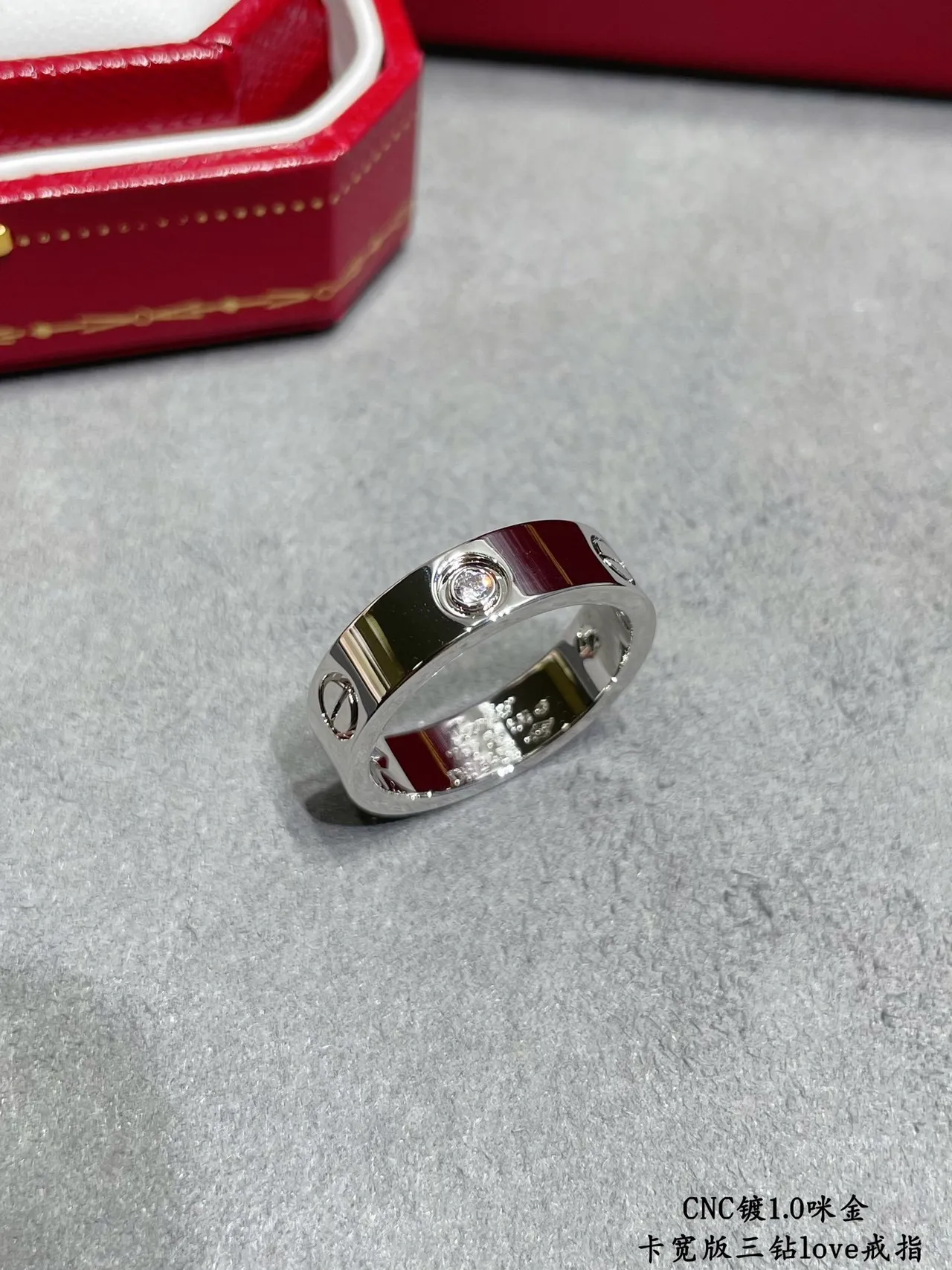 Cartier Love Wide Band Three-Diamond Ring 7