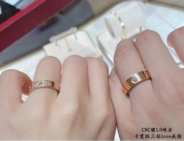 Cartier Love Wide Band Three-Diamond Ring 8