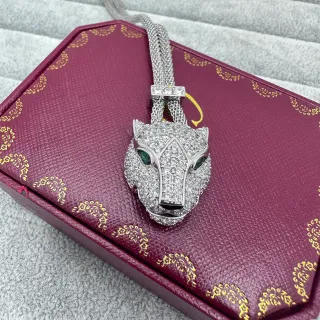 Cartier Panthère Diamond and Emerald Panther Head Necklace