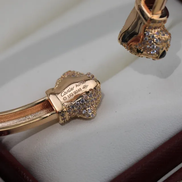 Cartier Panthère Pavé Panther Head Open Bangle Bracelet 2