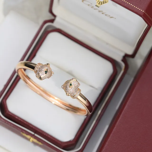 Cartier Panthère Pavé Panther Head Open Bangle Bracelet 3