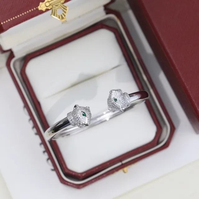 Cartier Panthère Pavé Panther Head Open Bangle Bracelet 5