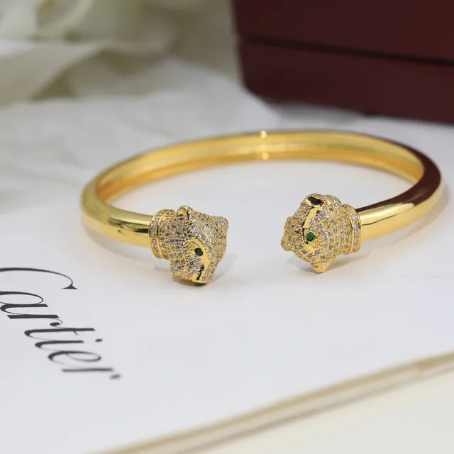 Cartier Panthère Pavé Panther Head Open Bangle Bracelet 6