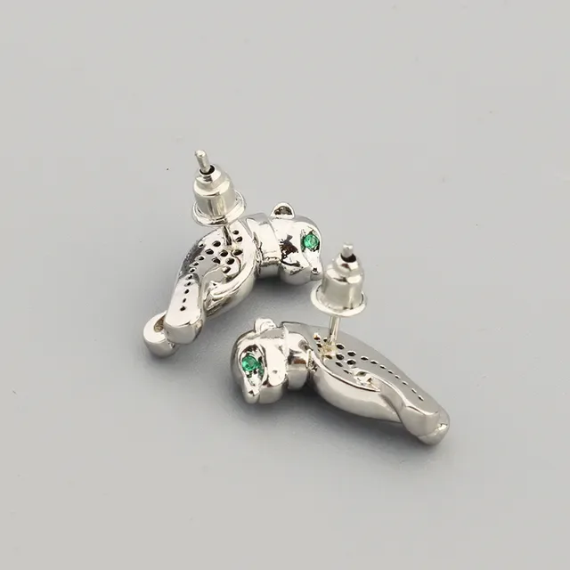 Cartier Panthère Silver Green Panther-Shaped Polished Earrings 3