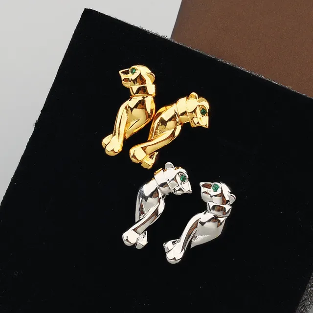 Cartier Panthère Silver Green Panther-Shaped Polished Earrings 6