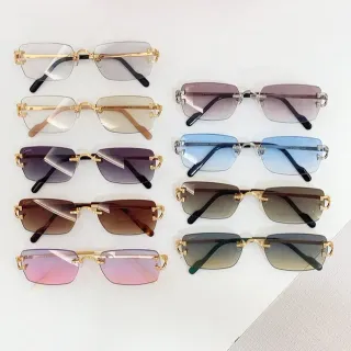 Cartier Rimless Rectangular Gradient Lens Sunglasses