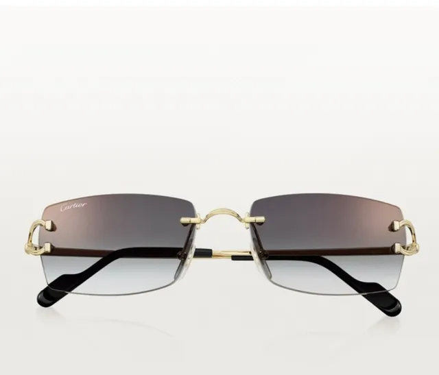 Cartier Rimless Rectangular Gradient Lens Sunglasses 6