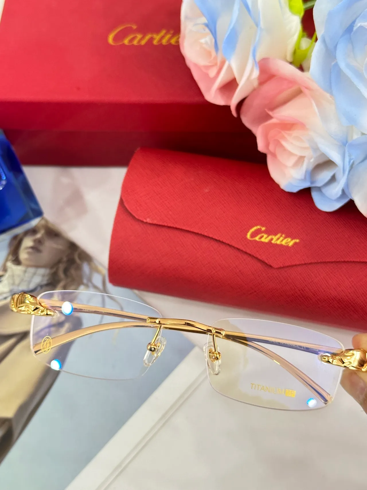 نظارات بصرية Cartier بدون إطار مستطيلة معدنية 2