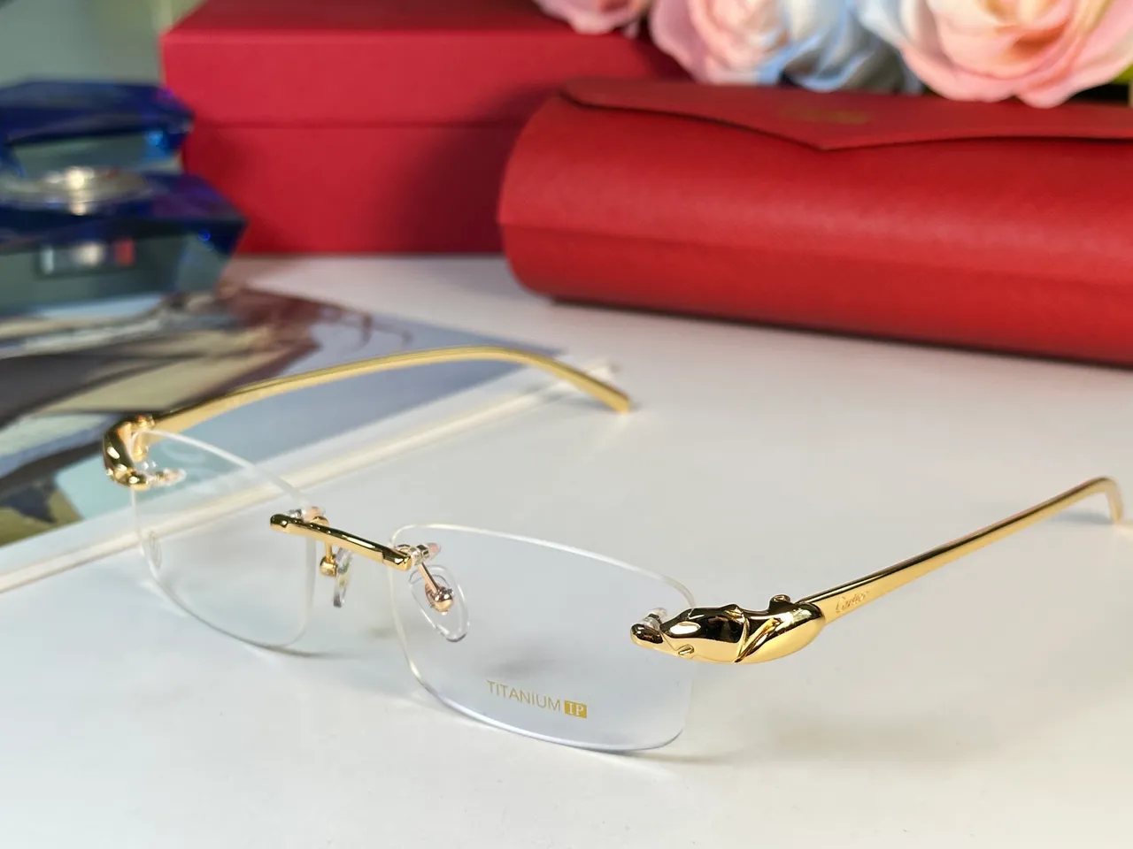 نظارات بصرية Cartier بدون إطار مستطيلة معدنية 7