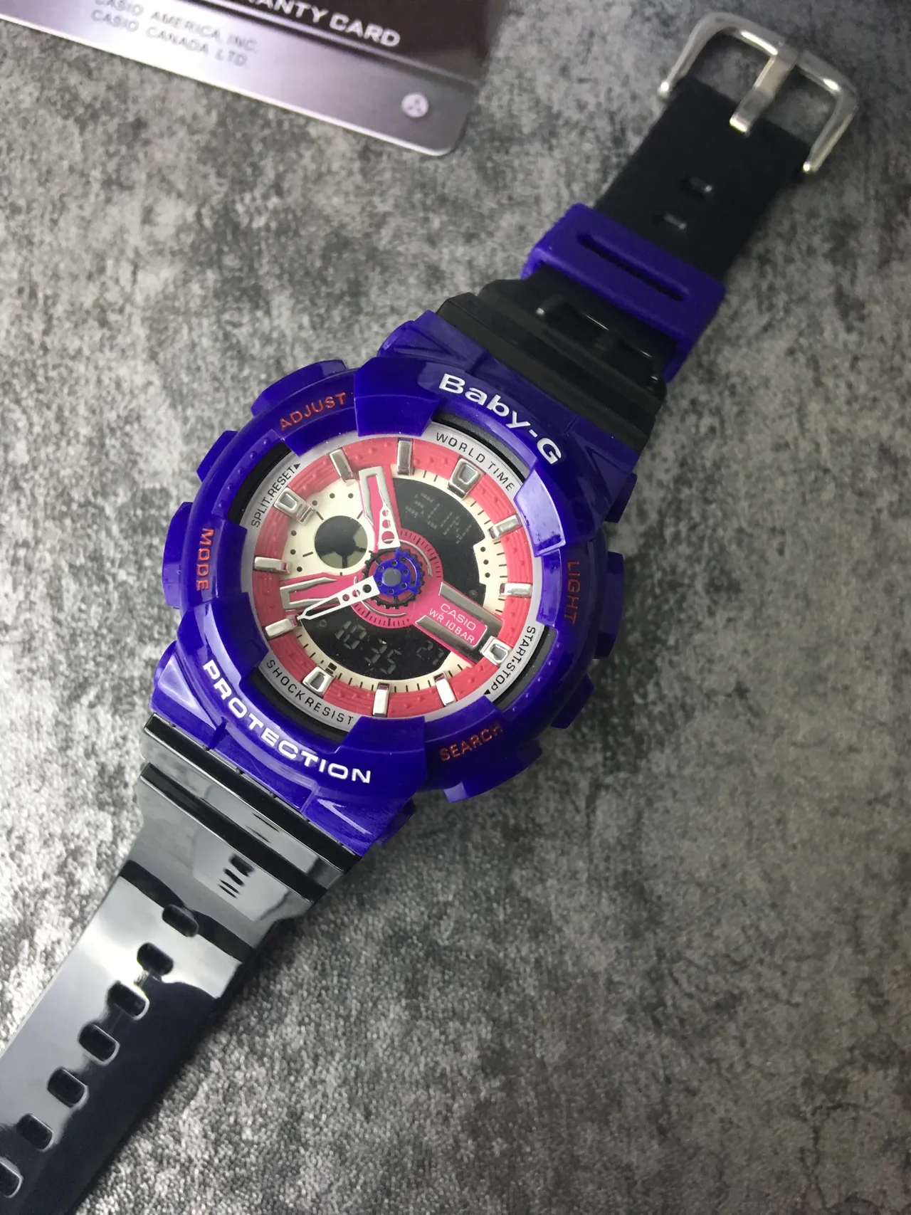 Casio Baby-G Roxo Rosa Caixa de Resina Robusta Relógio Híbrido Analógico-Digital 5
