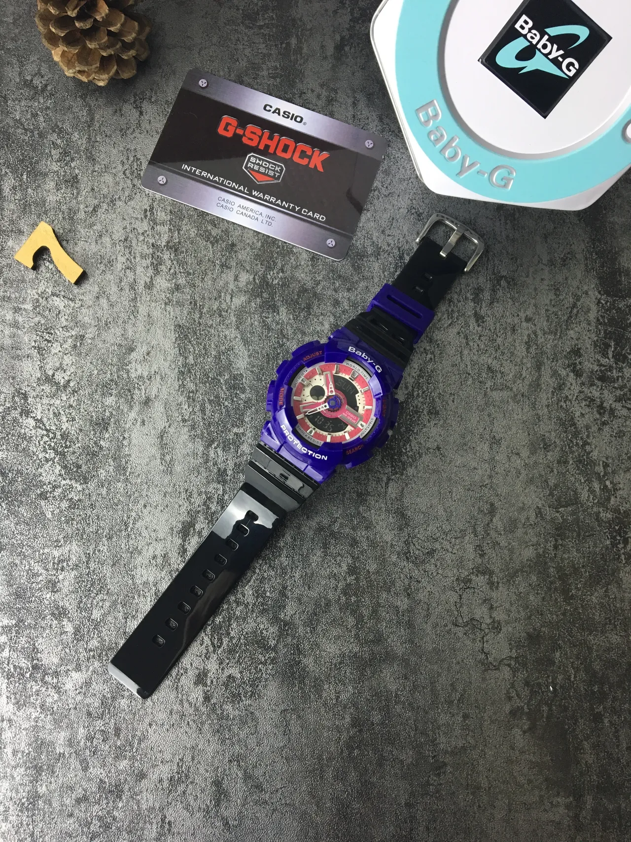 Casio Baby-G Roxo Rosa Caixa de Resina Robusta Relógio Híbrido Analógico-Digital 6