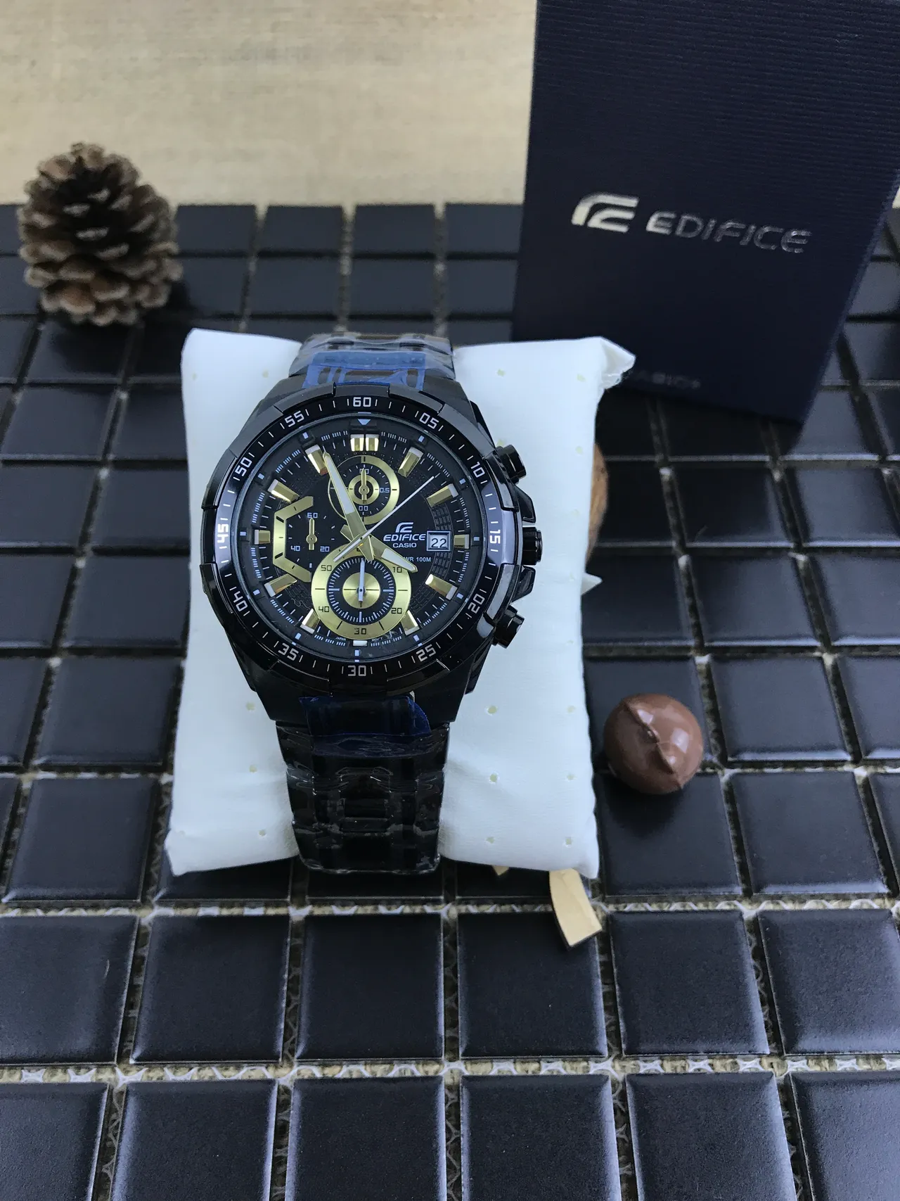 Casio Black Gold Ion-Plated Case Multi-Subdial Chronograph Watch 7