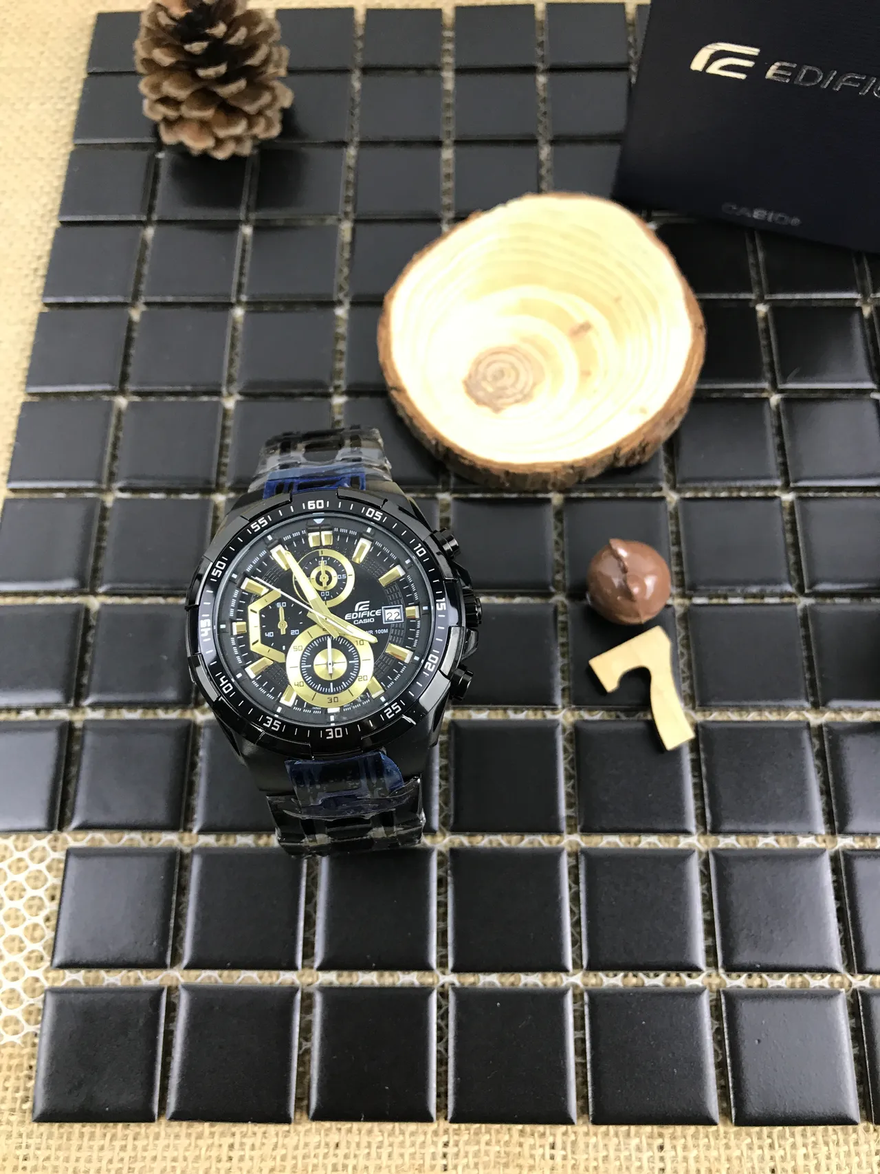 Casio Black Gold Ion-Plated Case Multi-Subdial Chronograph Watch 8