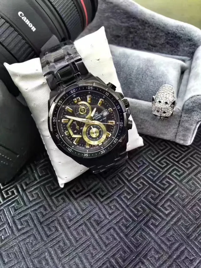 Casio Black Gold Ion-Plated Case Multi-Subdial Chronograph Watch 10