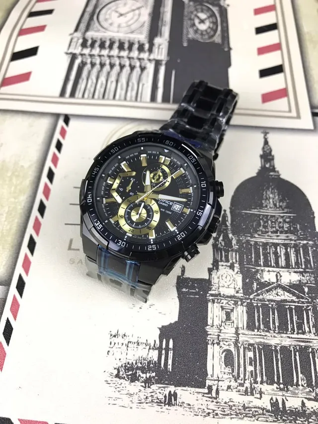 Casio Black Gold Ion-Plated Case Multi-Subdial Chronograph Watch 11
