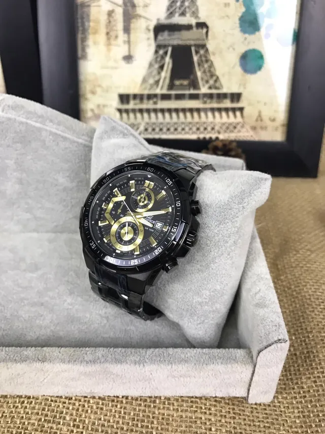 Casio Black Gold Ion-Plated Case Multi-Subdial Chronograph Watch 12