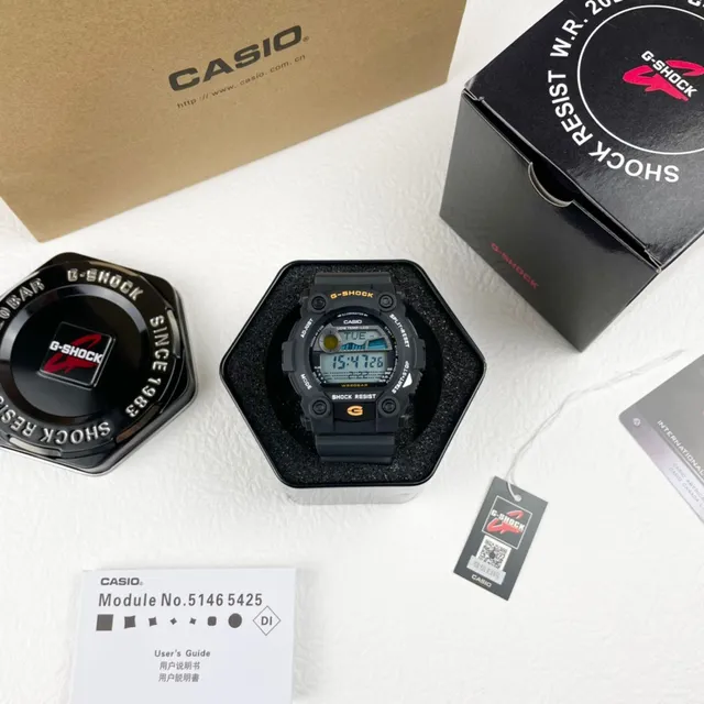 Casio G-Shock DW-5600 काला पीला मजबूत वर्गाकार केस चार-स्क्रू बेजल घड़ी 2