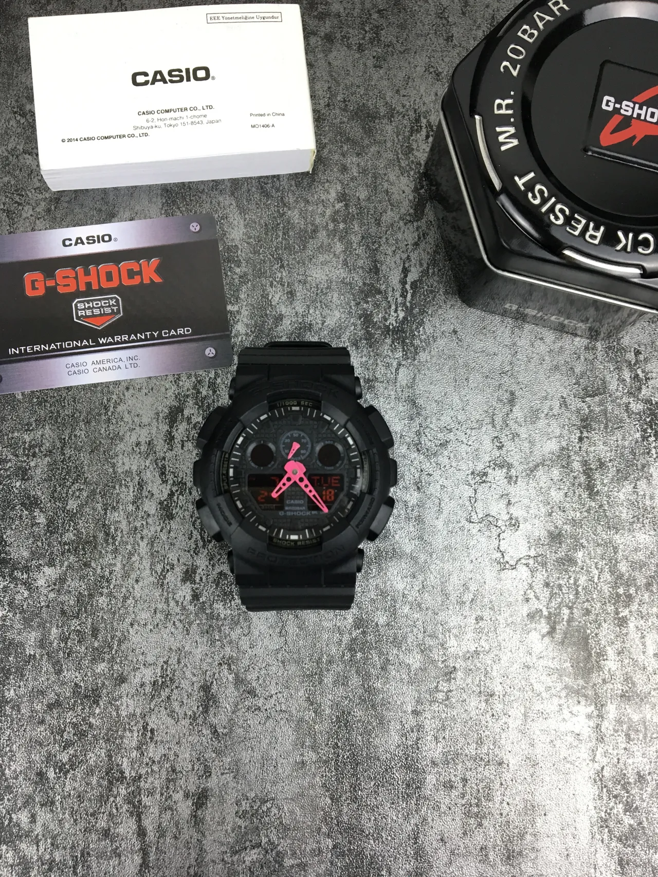 Casio G-Shock GA-100 Black Pink Matte Resin Construction Bold Analog Hands Watch 2