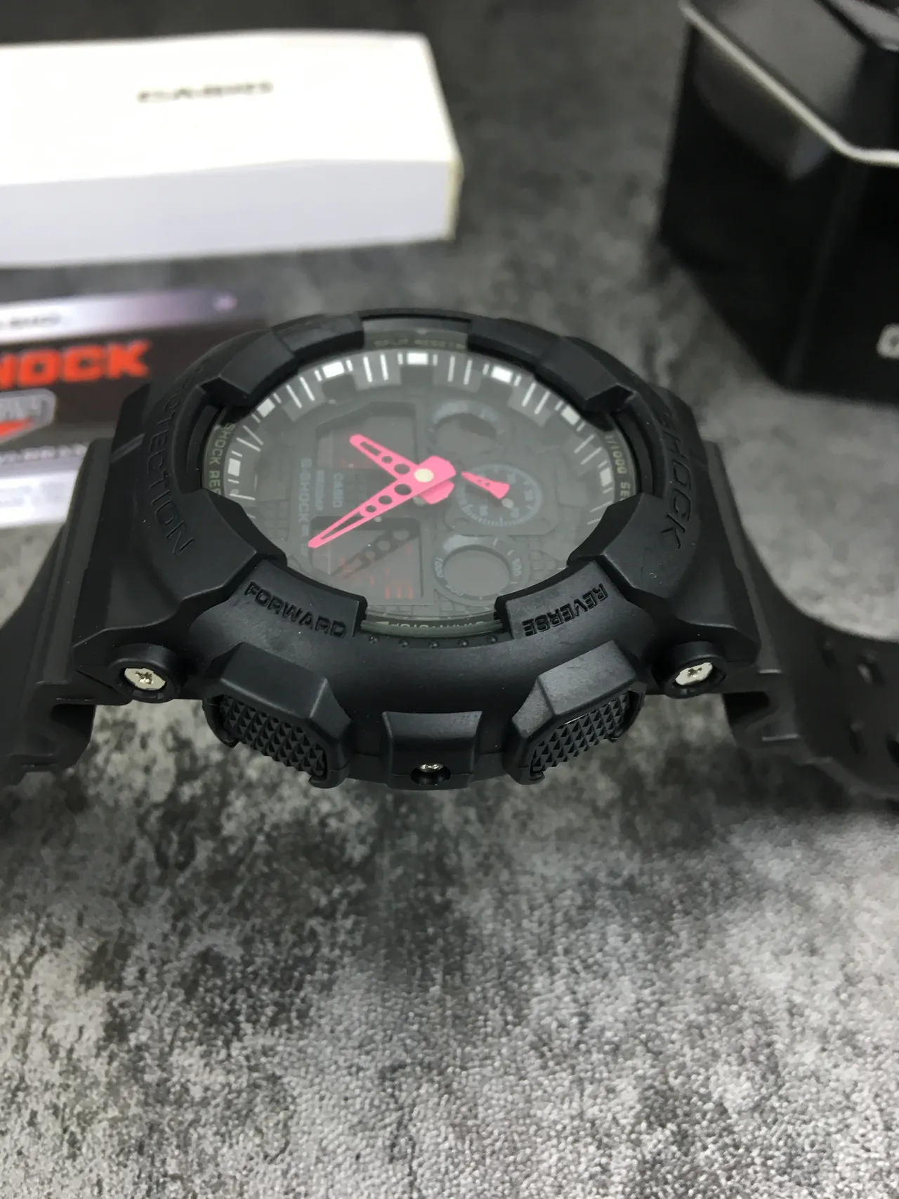 Casio G-Shock GA-100 Black Pink Matte Resin Construction Bold Analog Hands Watch 4