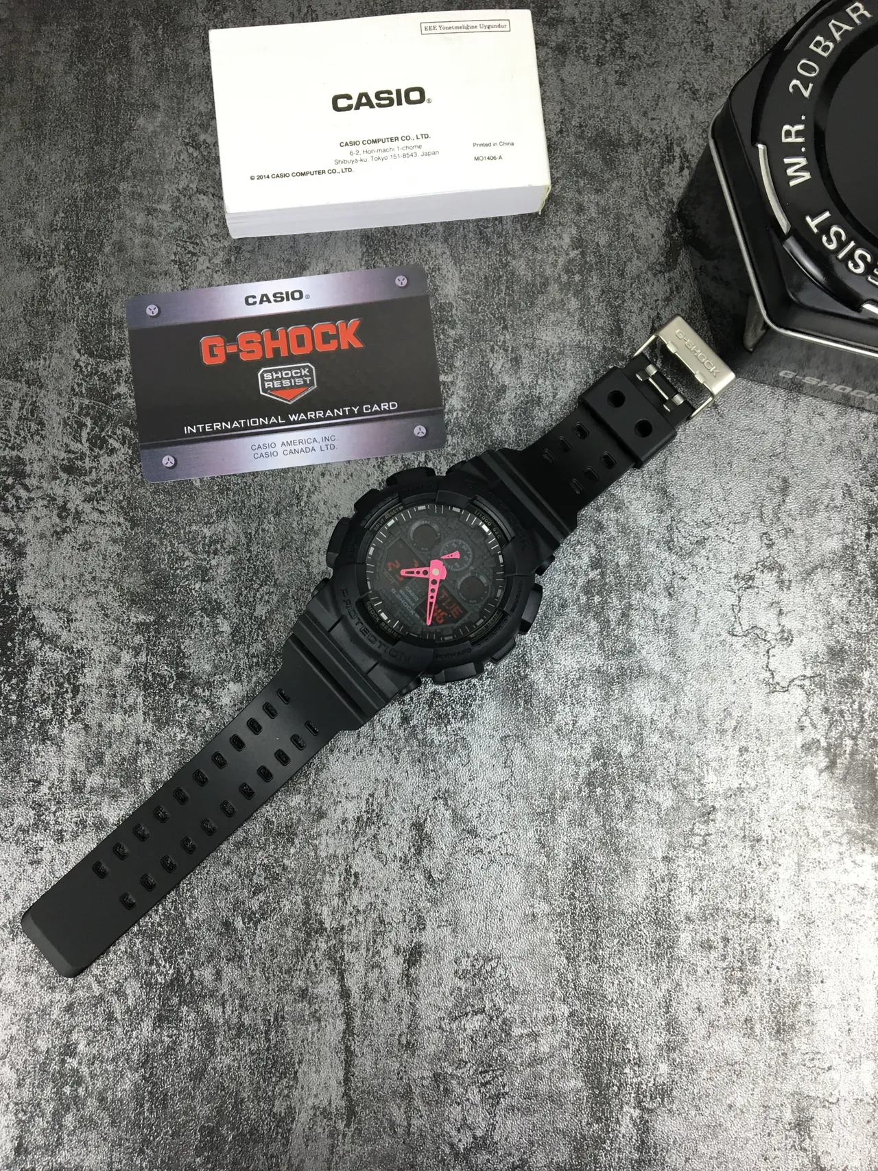 Casio G-Shock GA-100 Black Pink Matte Resin Construction Bold Analog Hands Watch 6