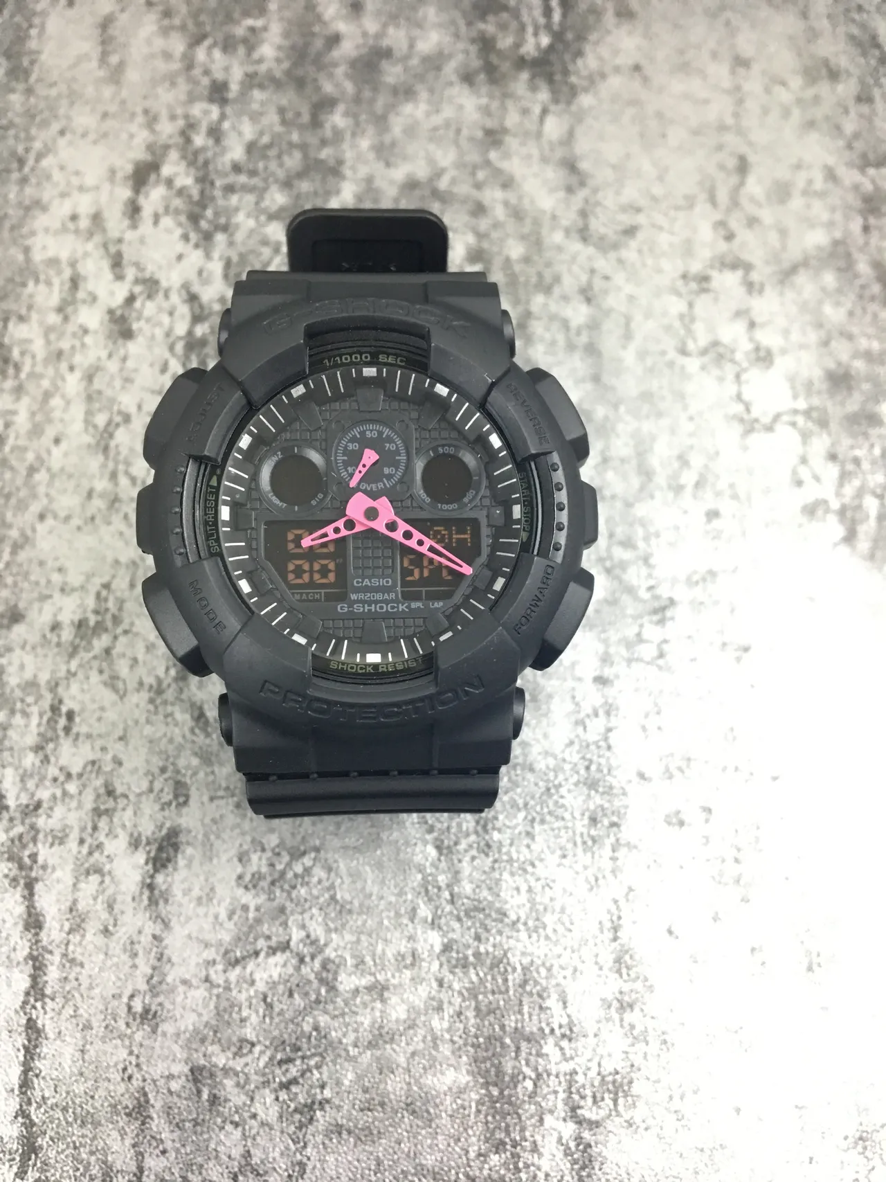 Casio G-Shock GA-100 Black Pink Matte Resin Construction Bold Analog Hands Watch 8