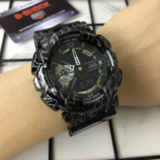 Casio G-Shock GA-100 裂纹图案 黑色 运动手表