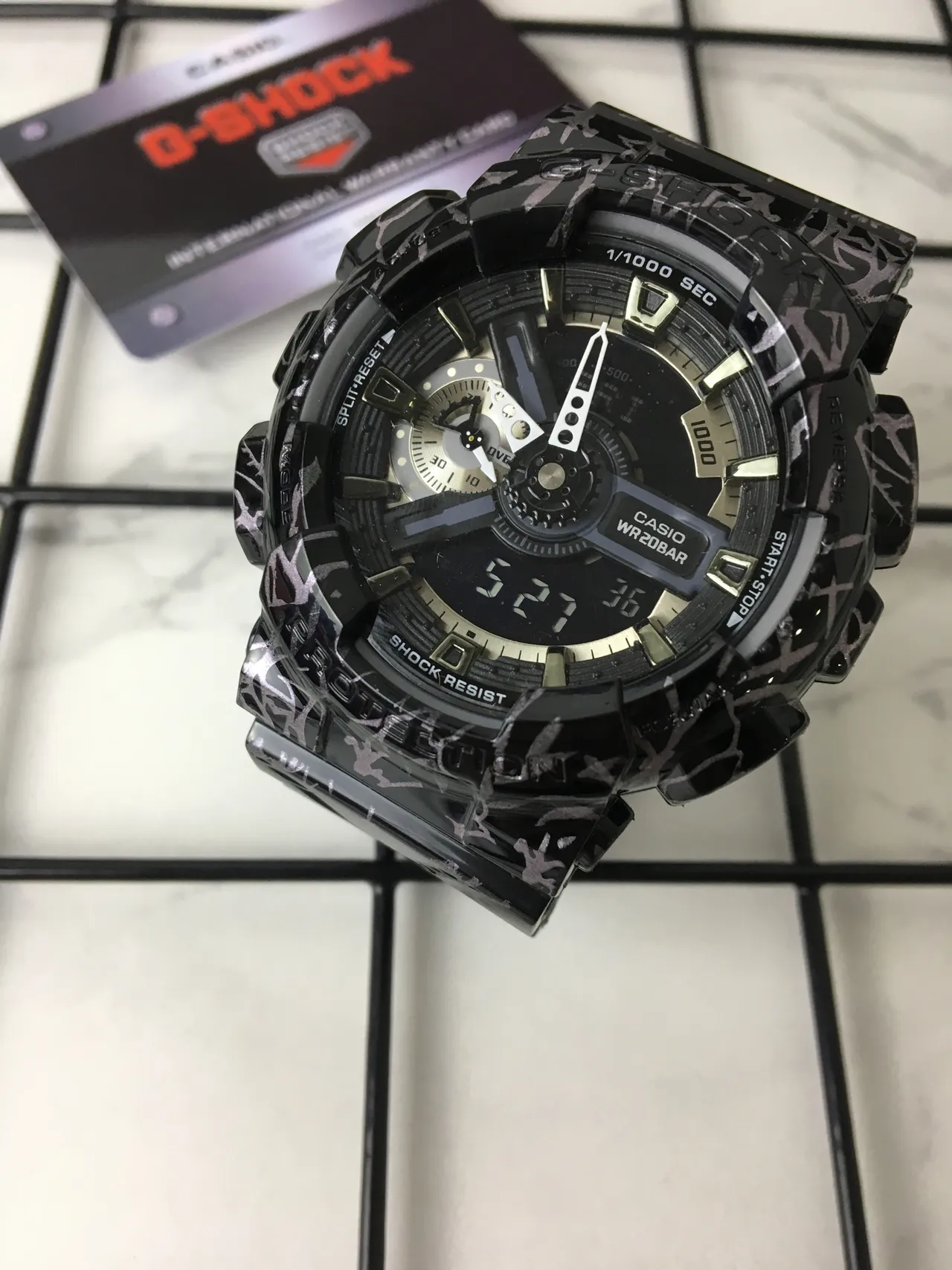Casio G-Shock GA-100 裂纹图案 黑色 运动手表 2