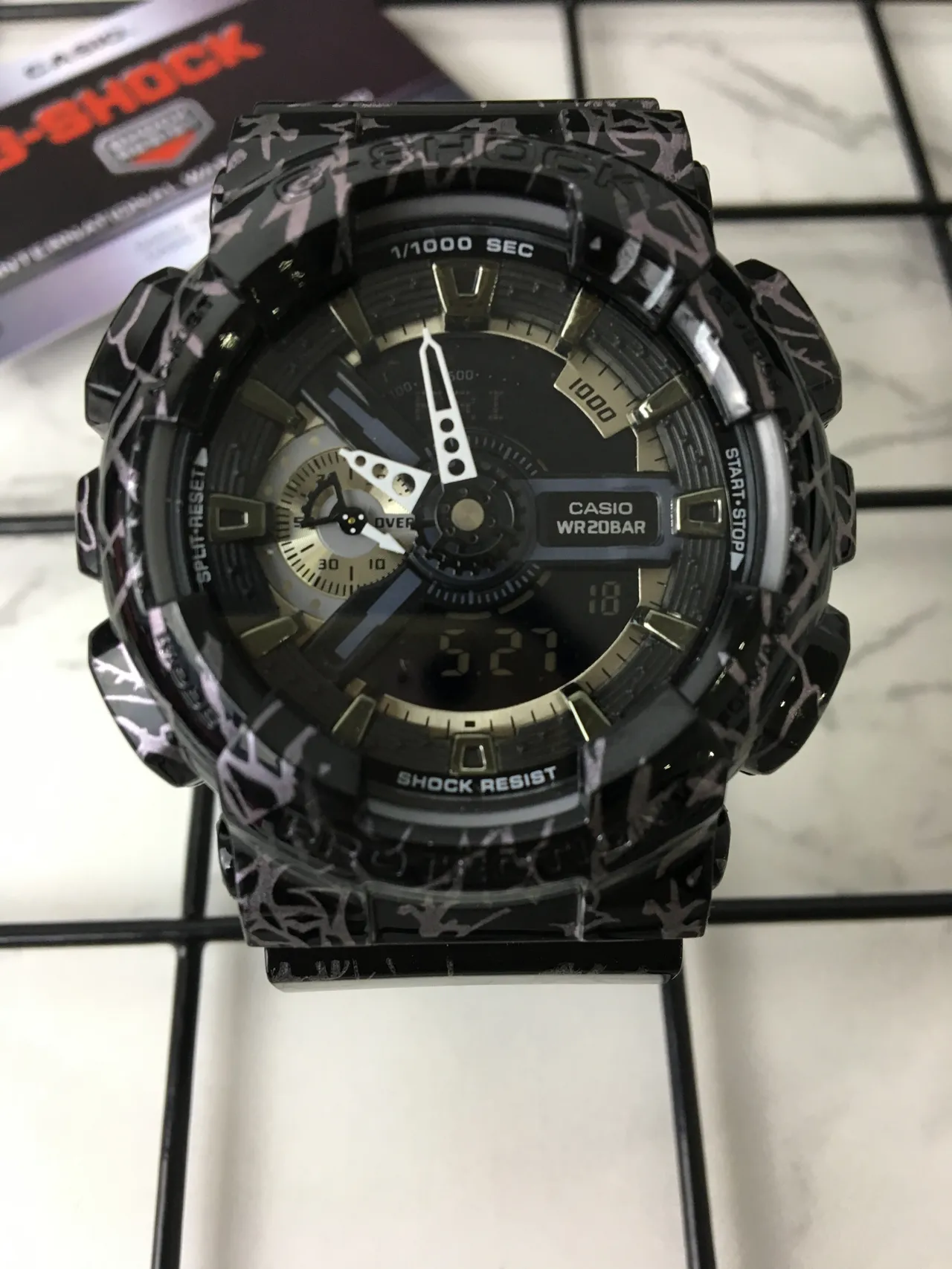 Casio G-Shock GA-100 裂纹图案 黑色 运动手表 3