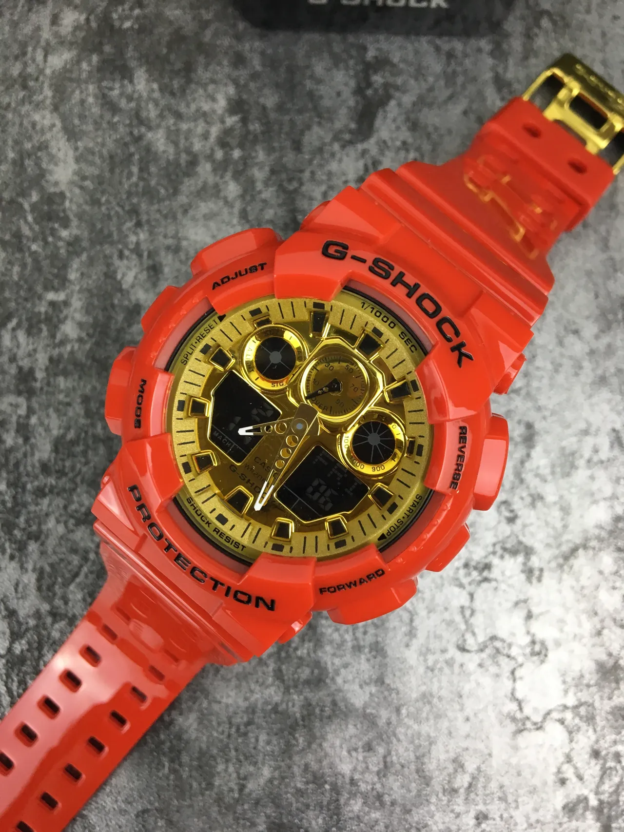 Casio G-Shock GA-100 Orange and Gold Sports Watch 5