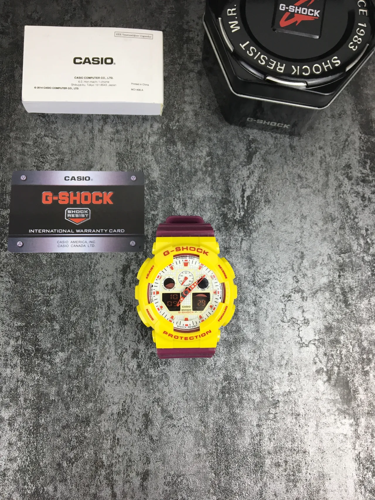 Casio G-Shock GA-100 Yellow and Purple Sports Watch 4