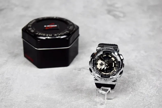 Casio G-Shock Silver Black Metallic Case Analog-Digital Chronograph Watch 3