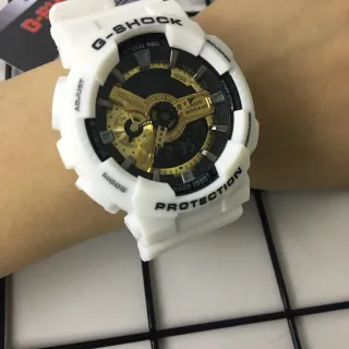 Casio White Gold Resin Case Analog-Digital Hybrid Display Watch